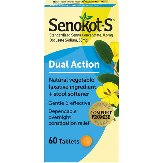 Senokot-S Dual Action Laxative + Stool Softener, 60 Tablets Medicine & Drugs Pasteur Pharmacy