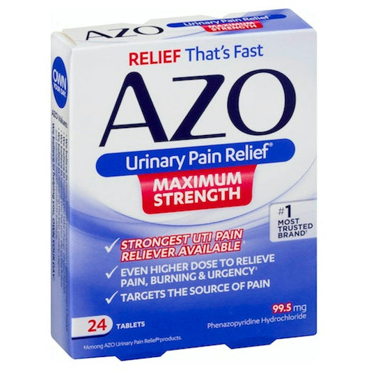 AZO Maximum Strength Urinary Pain Relief – 24 Tablets Medicine & Drugs Pasteur Pharmacy