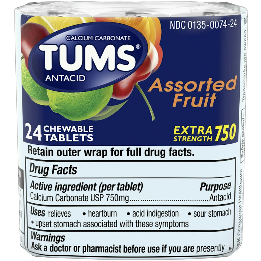 Tums Extra Strength Heartburn Relief Chewable Antacid Tablets, Fruit, 8 Count Health & Beauty Pasteur Pharmacy