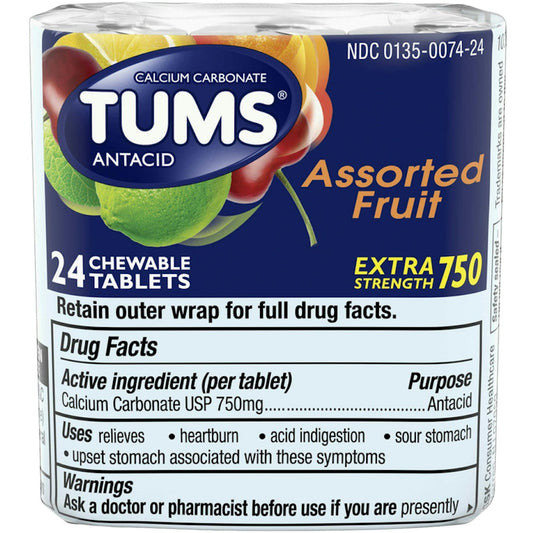 Tums Extra Strength Heartburn Relief Chewable Antacid Tablets, Fruit, 8 Count Health & Beauty Pasteur Pharmacy