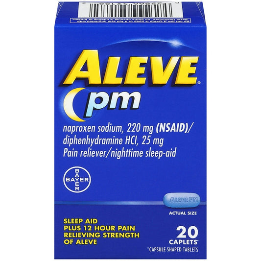 Aleve PM Nighttime Pain Reliever & Sleep Aid, 220mg Naproxen Sodium, 20 Count Caplets Medicine & Drugs Pasteur Pharmacy