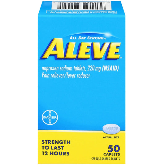 Aleve Pain Reliever & Fever Reducer, 220mg Naproxen Sodium, 50 Count Caplets Medicine & Drugs Pasteur Pharmacy