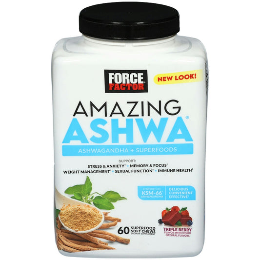 Force Factor® Amazing Ashwa® Triple Berry Soft Chew, 60 EA