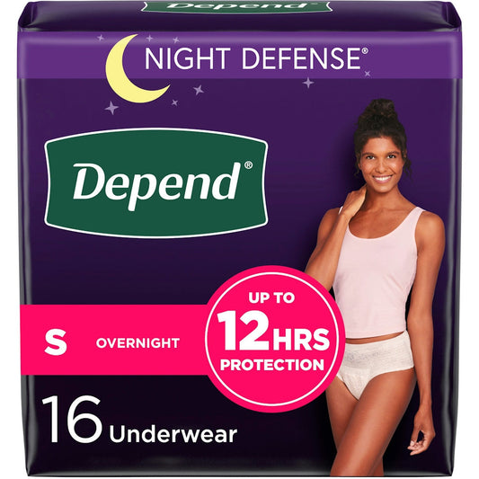 Depend Night Defense Incontinence Overnight Underwear for Women, Small, 16 Count Incontinence Aids Pasteur Pharmacy