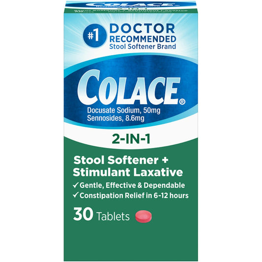 Colace® 2-in-1 Stool Softener + Stimulant Laxative Tablets Health & Beauty Pasteur Pharmacy