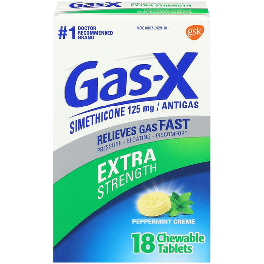 Gas-X Extra Strength Chewable Relief Tablets, Simethicone 125 Mg, Peppermint Creme Health & Beauty Pasteur Pharmacy