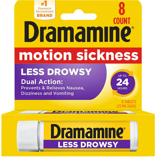 Dramamine All Day Less Drowsy Motion Sickness Relief Tablets, 25 Mg Health & Beauty Pasteur Pharmacy