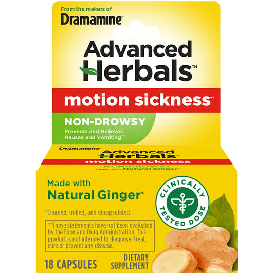 Dramamine Naturals Non-Drowsy Motion Sickness Relief - 18 Capsules Medicine & Drugs Pasteur Pharmacy