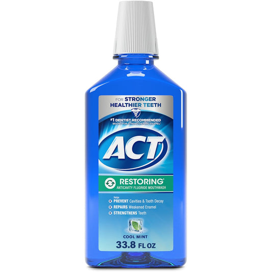 Act Cool Mint Restoring Fluoride Rinse - 33.8 Fl Oz Mouthwash Pasteur Pharmacy