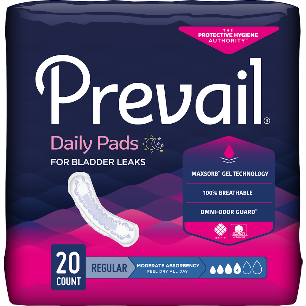 Prevail Daily Pads Moderate Absorbency Regular 9 X 20 Ct Pads-Absorbent Daily Pads Pasteur Pharmacy