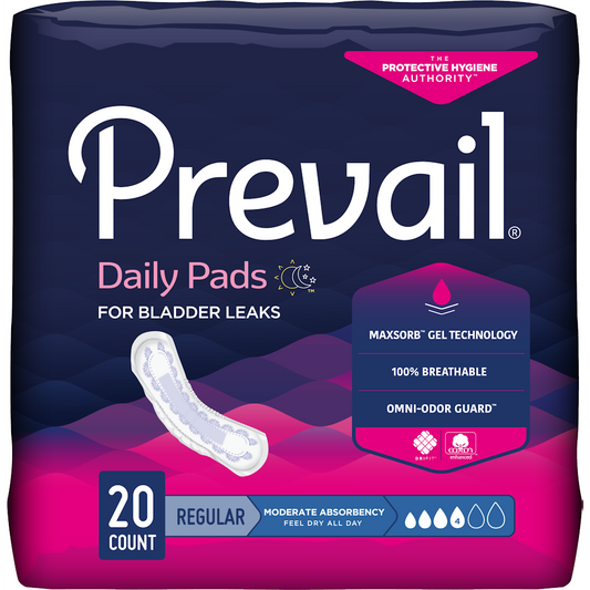 Prevail Daily Pads Moderate Absorbency Regular 9 X 20 Ct Pads-Absorbent Daily Pads Pasteur Pharmacy
