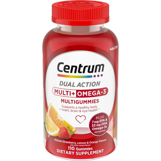 Centrum Multigummies, Multi + Omega 3, Gummies, Natural Strawberry, Lemon & Orange Flavors 100 ct Vitamins & Supplements Pasteur Pharmacy
