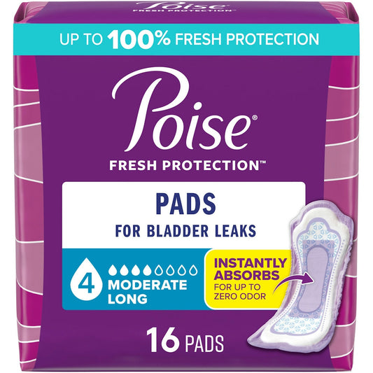 Poise Postpartum Incontinence Bladder Control Pads For Women – Moderate Absorbency 16ct Size Long Menstrual Pads Pasteur Pharmacy