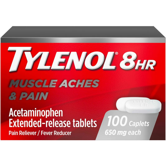 Tylenol 8 HR Muscle Aches & Pain, 650mg Extended-Release, 100 Caplets Medicine & Drugs Pasteur Pharmacy