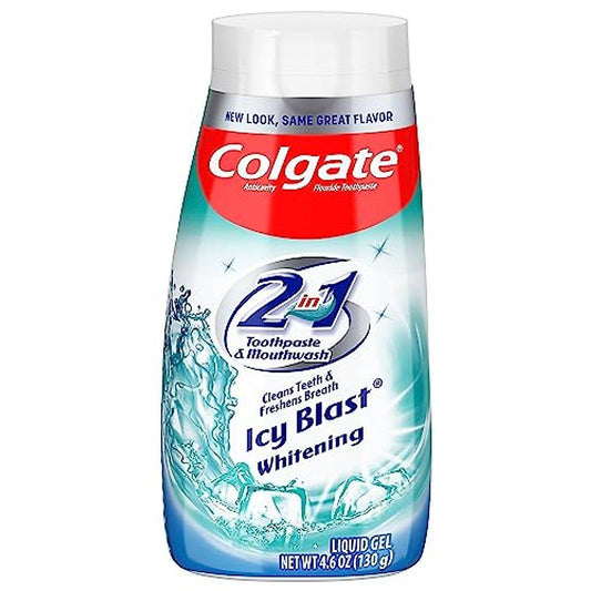 Colgate Toothpaste, Anticavity Fluoride, 2 In 1 Toothpaste & Mouthwash, Icy Blast Whitening, Liquid Gel 4.6 Oz Toothpaste Pasteur Pharmacy