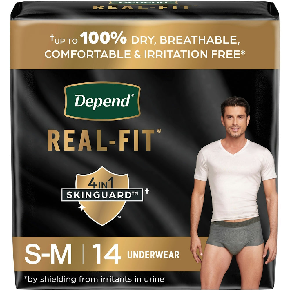 Depend Real Fit Incontinence Underwear For Men, Disposable, Maximum Absorbency, Small/Medium, Grey Underwear Pasteur Pharmacy