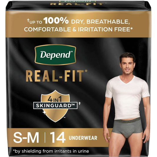 Depend Real Fit Incontinence Underwear For Men, Disposable, Maximum Absorbency, Small/Medium, Grey Underwear Pasteur Pharmacy