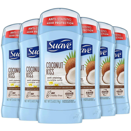 Suave Antiperspirant Deodorant, Coconut Kiss, Invisible Solid 2.6 Oz Deodorant Pasteur Pharmacy