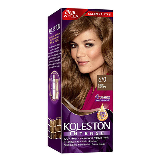 Coloration capillaire intense Wella Koleston 6/0 Blond foncé - 100 % couverture des cheveux blancs | Coloration permanente