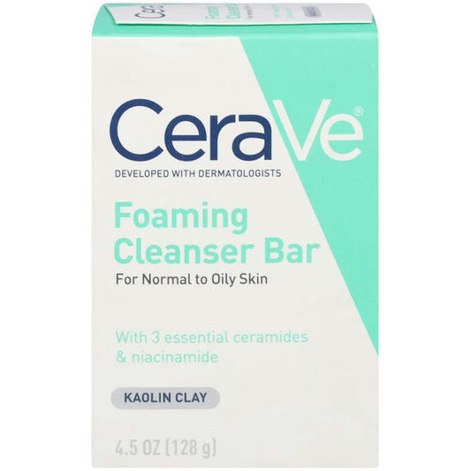 CeraVe Foaming Cleanser Bar, Kaolin Clay 4.5 Oz Skin Care Pasteur Pharmacy