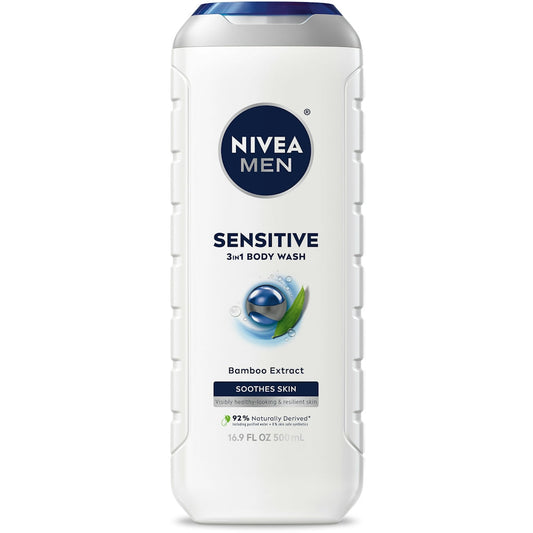 NIVEA Men Body Wash, Sensitive, Soothes Skin 16.9 Fl Oz Body Wash Pasteur Pharmacy