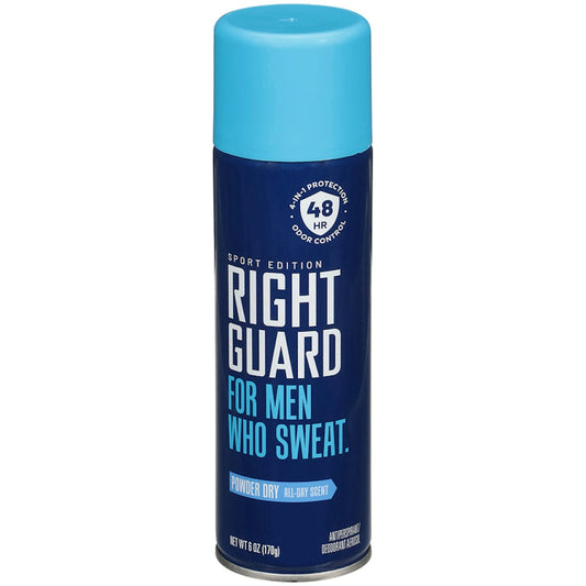 Right Guard Antiperspirant/Deodorant Aerosol, Powder Dry, 4 In 1 Protection 6 Oz Personal Care Pasteur Pharmacy