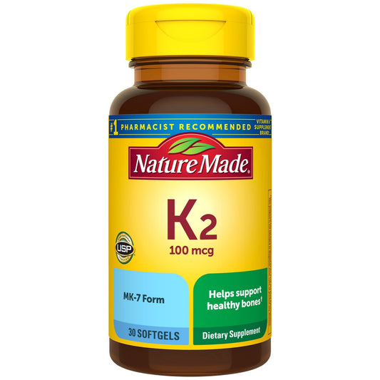 Nature Made Vitamin K2 100 Mcg Softgels, 30 Count For Bone Health Vitamins & Supplements Pasteur Pharmacy