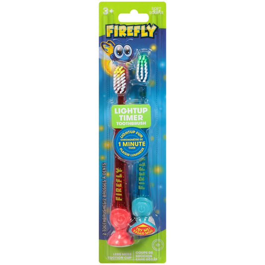 Firefly Kids' Light-Up Timer Toothbrush - Soft - 2ct Toothbrushes Pasteur Pharmacy
