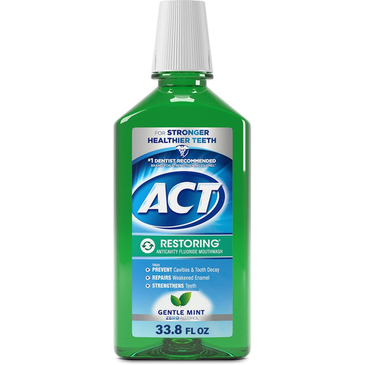 Act Restoring Anticavity Fluoride Mouthwash, Alcohol Free, Mint Burst, 33.8 Fl Oz (1 L) Mouthwash Pasteur Pharmacy