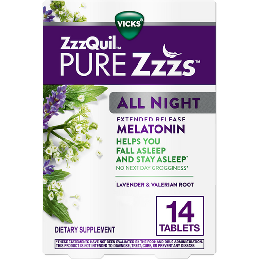 Vicks ZzzQuil PURE Zzzs All Night – Extended Release Melatonin Personal Care Pasteur Pharmacy