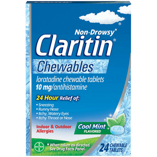 Claritin 24-Hour Non-Drowsy Allergy Relief - Cool Mint Chewables, 24 ct Medicine & Drugs Pasteur Pharmacy