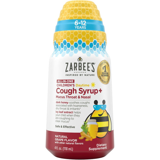Zarbee's Cough Syrup Mucus, Throat Nasal, Daytime, Natural Grape Flavor, Children's 4 Fl Oz Syrup Pasteur Pharmacy