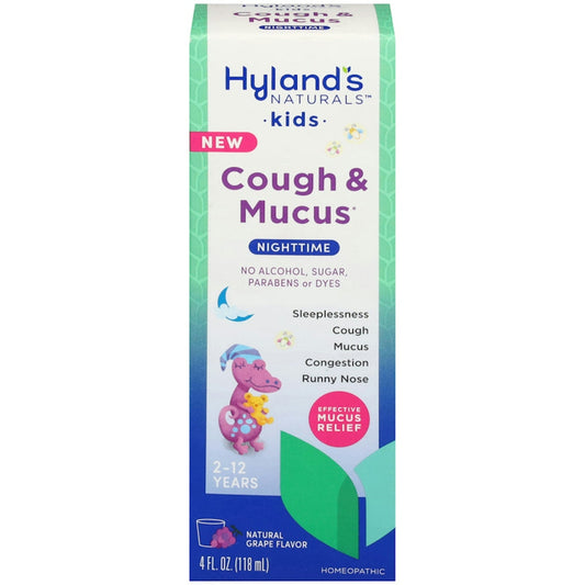 Hyland's Naturals Cough & Mucus, Nighttime, Natural Grape Flavor, Kids Medicine & Drugs Pasteur Pharmacy