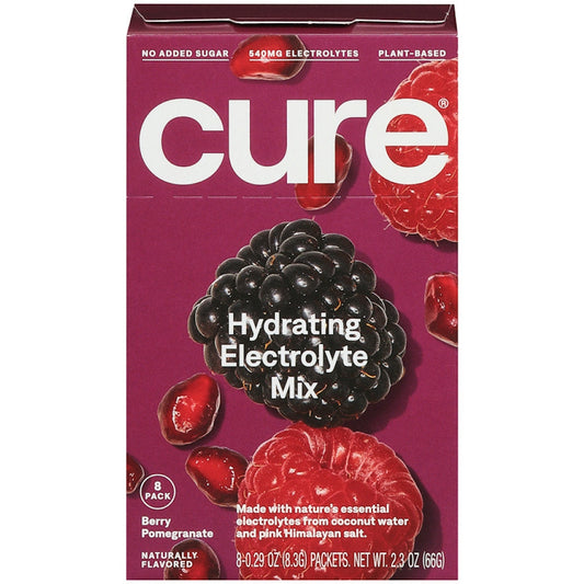 Cure Hydration Electrolyte Vegan Drink Mix Powder - Berry Pomegranate 8Ct Sports & Energy Drinks Pasteur Pharmacy