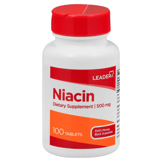 Leader Niacin 500 Mg Tablets 100Ct Vitamins & Supplements Pasteur Pharmacy