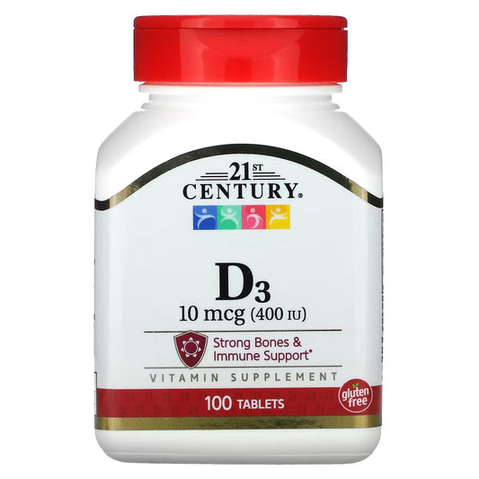 Vitamin D3 10 mcg (400 IU) Tablets, 100 Count, Unit Dose (UD) Vitamins & Supplements Pasteur Pharmacy