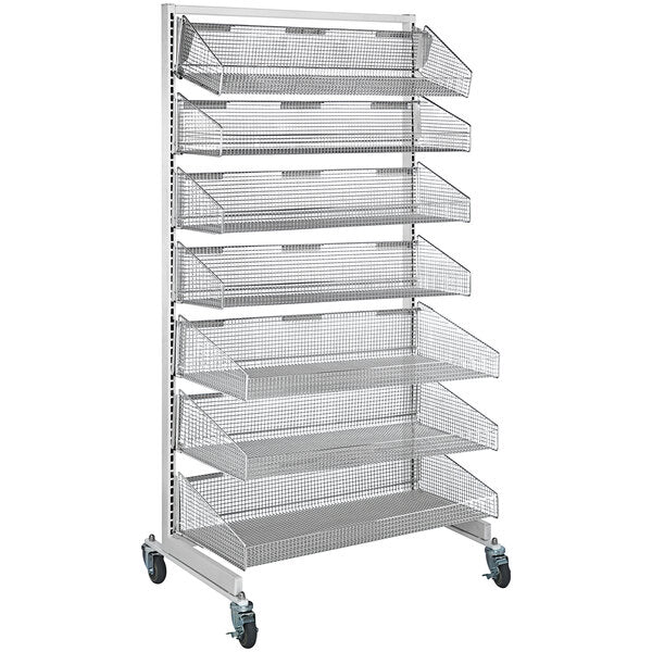 Quantum Storage Systems 26" X 48" X 74" Chrome Partition Wall System With 11" And 17" Hanging Basket WS70-SS48-4S3L Storage & Organization Pasteur Pharmacy