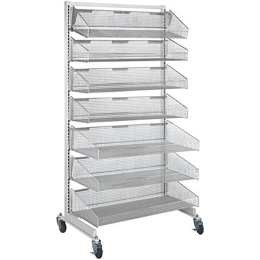 Quantum Storage Systems 26" X 48" X 74" Chrome Partition Wall System With 11" And 17" Hanging Basket WS70-SS48-4S3L Storage & Organization Pasteur Pharmacy