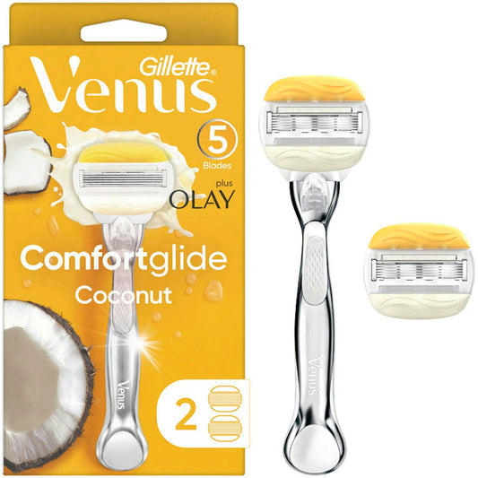 Venus Gillette Comfortglide Plus Olay Coconut Women's Razor Handle + 2 Blade Refills Personal Care Pasteur Pharmacy