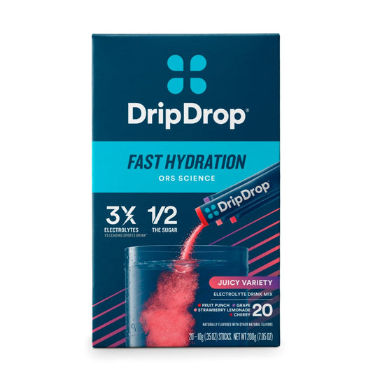 Drip Drop Dehydration Relief Fast Juicy Electrolyte Drink Mix Variety Carton Powdered Beverage Mixes Pasteur Pharmacy