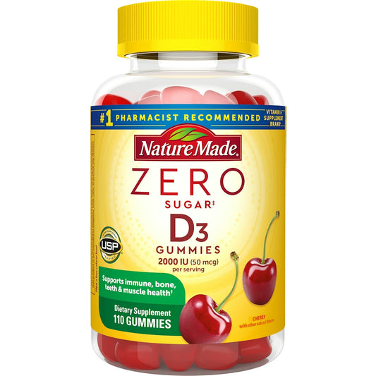 Nature Made Vitamin D3, Cherry, Zero Sugar, 2000 IU, Gummies Vitamins & Supplements Pasteur Pharmacy
