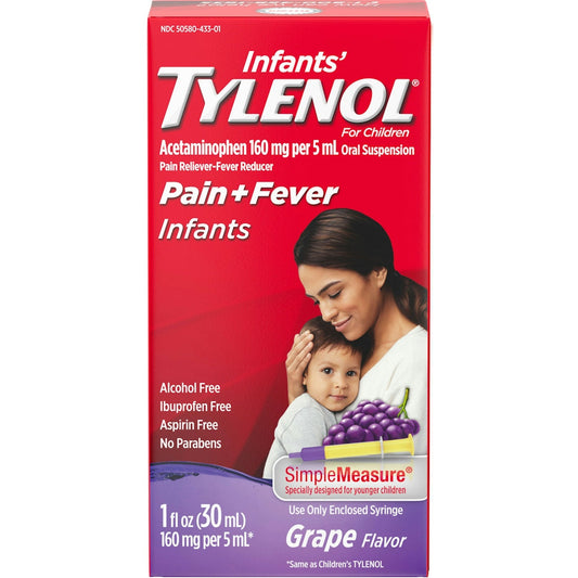 Infants' Tylenol Oral Suspension, Pain & Fever Relief, Grape Flavor, 1 fl oz Medicine & Drugs Pasteur Pharmacy