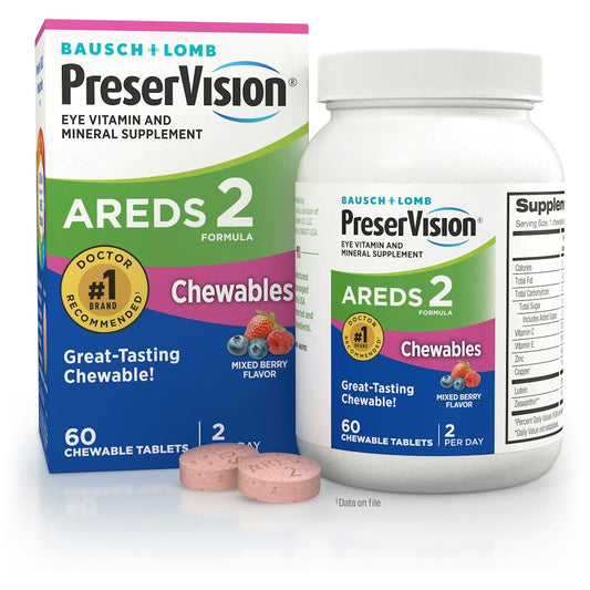 PreserVision Mixed Berry Flavor Areds 2 Formula 60 Chewable Tablets Vitamins & Supplements Pasteur Pharmacy