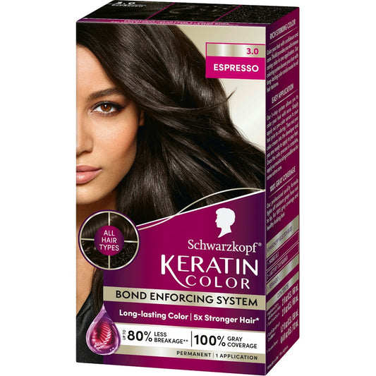 Schwarzkopf Keratin Color Hair Color, Permanent, Espresso 3.0 Hair Color Pasteur Pharmacy Default Title