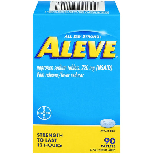 Aleve Pain Reliever & Fever Reducer, 220mg Naproxen Sodium, 90 Count Caplets Medicine & Drugs Pasteur Pharmacy