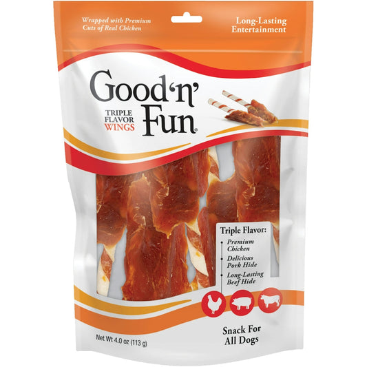 Good 'n' Fun Healthy Hide Snack For All Dogs, Triple Flavor Wings Dog Treats Pasteur Pharmacy