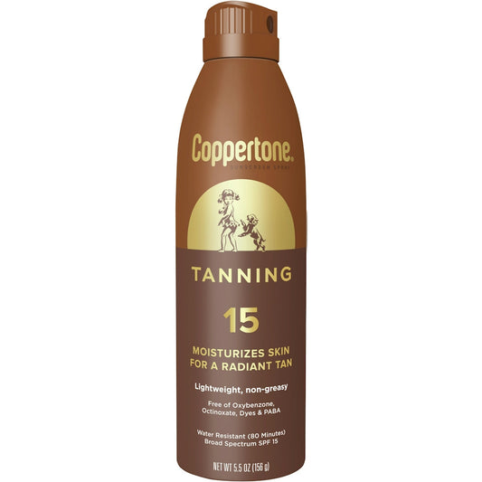 Coppertone Sunscreen Spray, Tanning, Broad Spectrum SPF 15 5.5 Oz