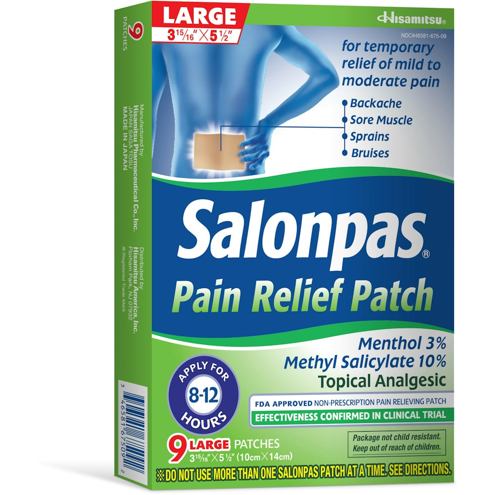 Salonpas Topical Analgesic Pain Relief Pach Large, Double Size,Value Pack 9Ea Health & Beauty Pasteur Pharmacy