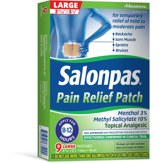 Salonpas Topical Analgesic Pain Relief Pach Large, Double Size,Value Pack 9Ea Health & Beauty Pasteur Pharmacy