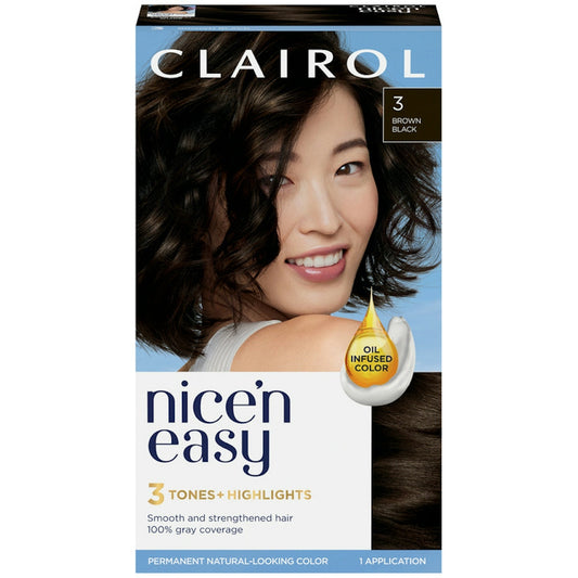 Nice’n Easy Clairol Nice 'n Permanent Hair Color, #3 Brown Black Hair Color Pasteur Pharmacy
